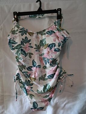 Tropical Floral Pink & Green One-Piece Swimsuit